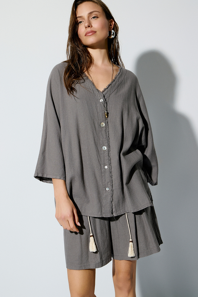 Linen-look kaftan