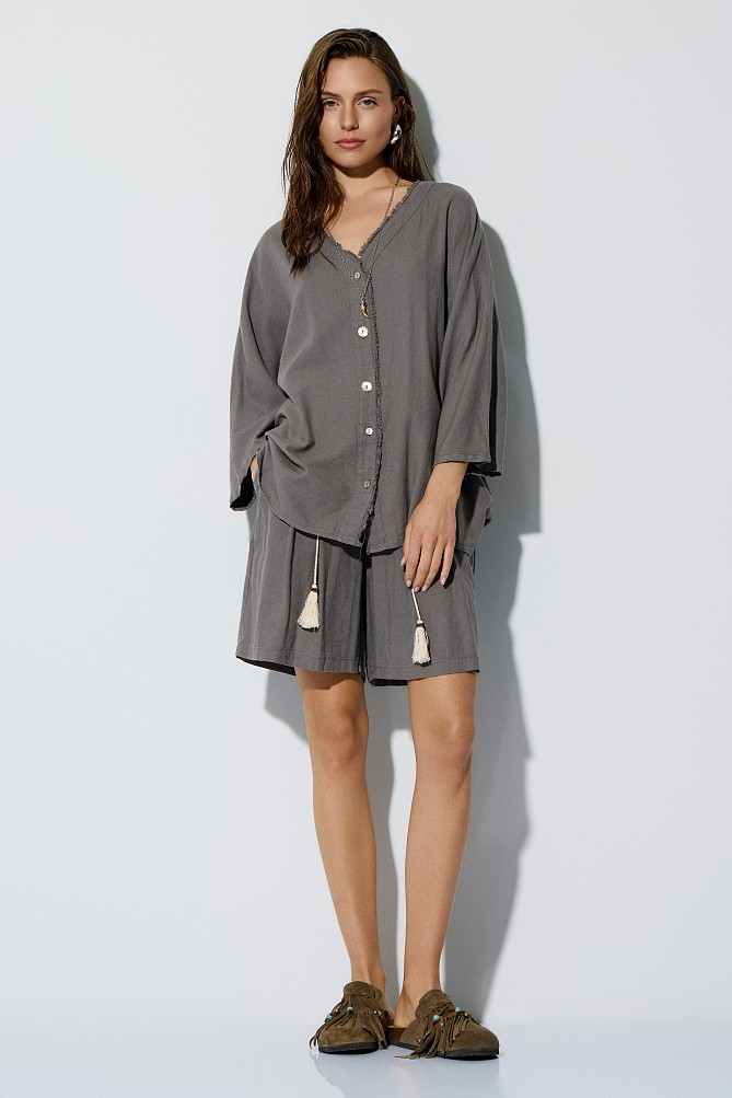 Linen-look kaftan