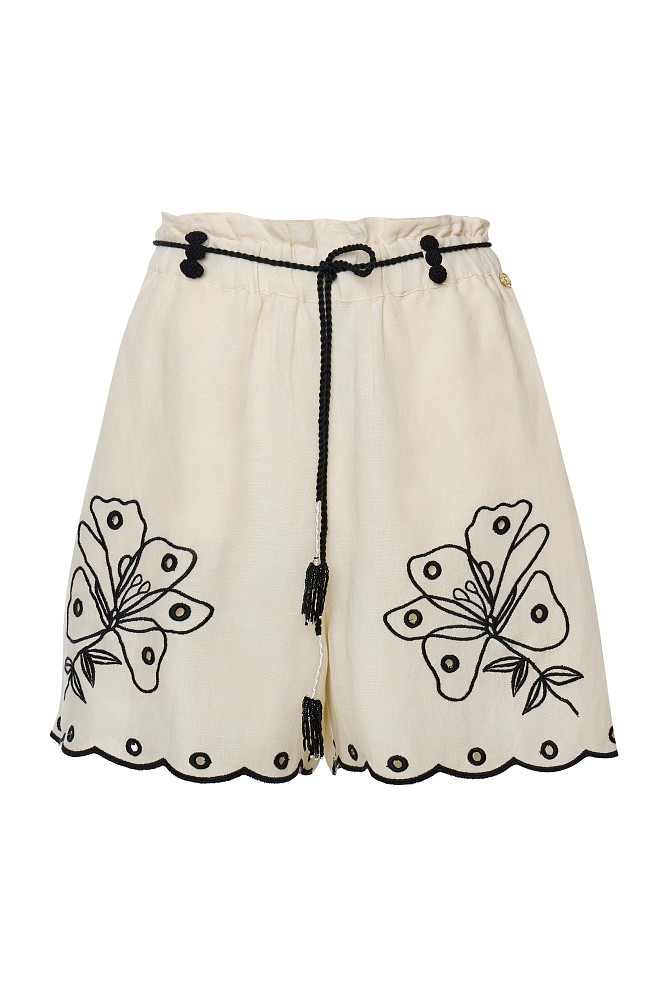 High-waisted shorts with embroidered details