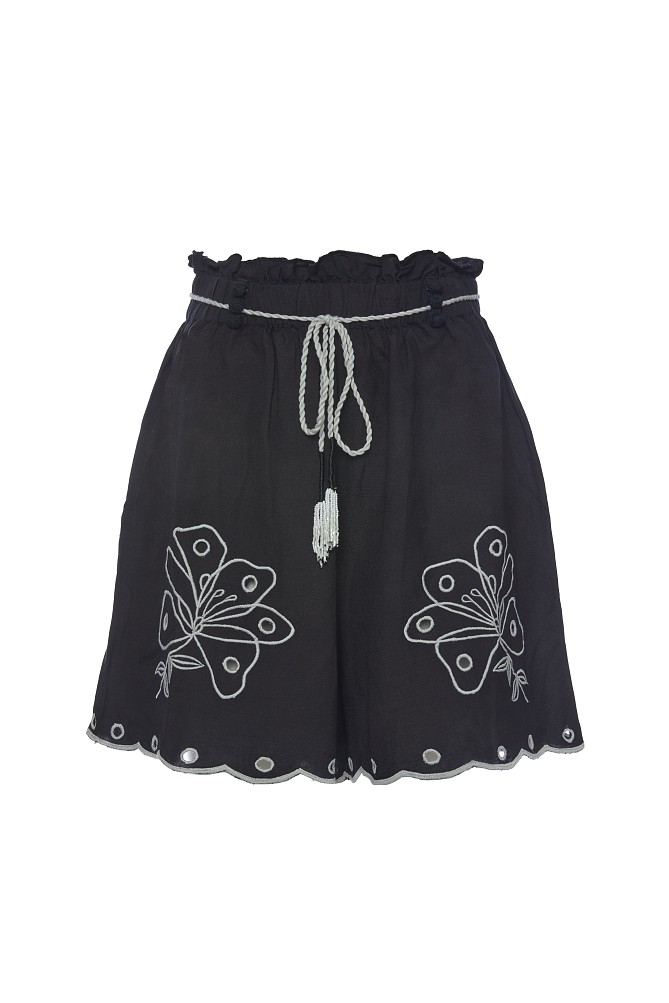 Pantaloni scurți cu talie înaltă și broderie