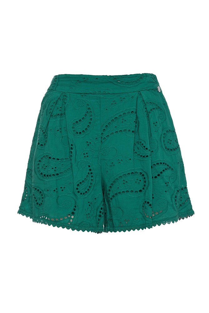 High-waisted broderie shorts