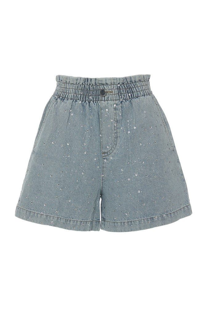 Denim shorts with rhinestones