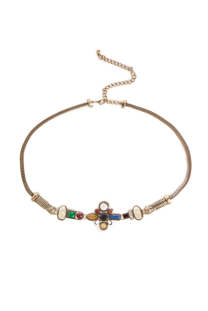 Belt with multi color rhinestones