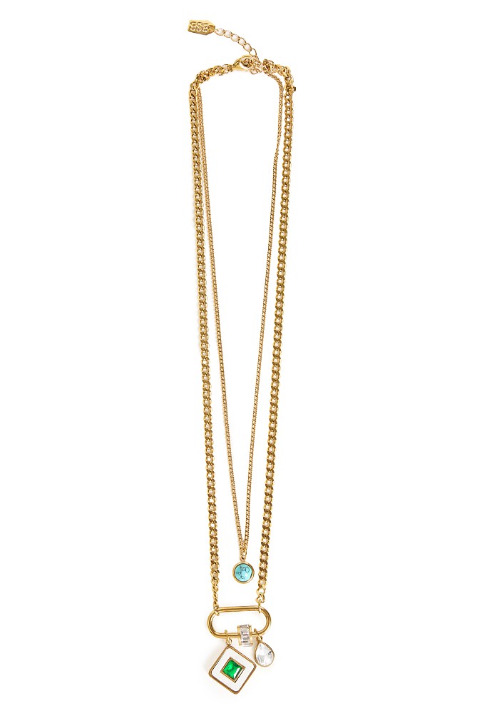Hanging necklace with chain and charms