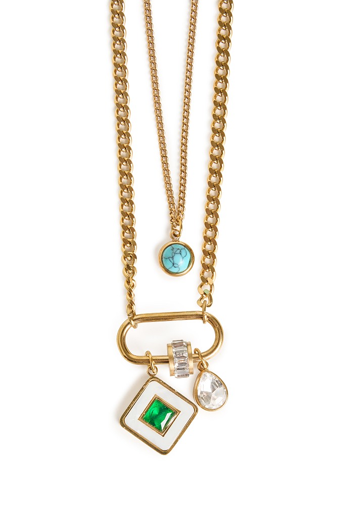 Hanging necklace with chain and charms