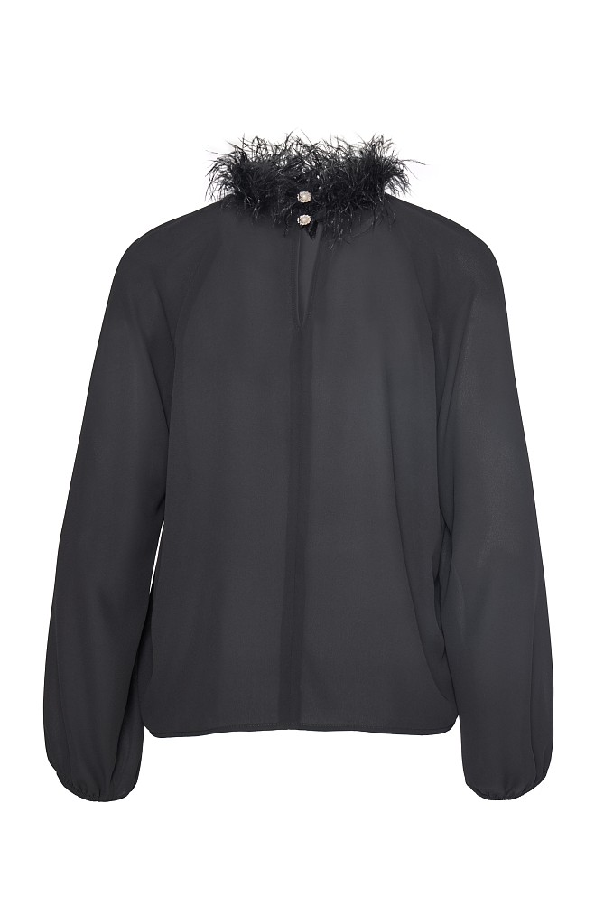 Long sleeves blouse with feathers