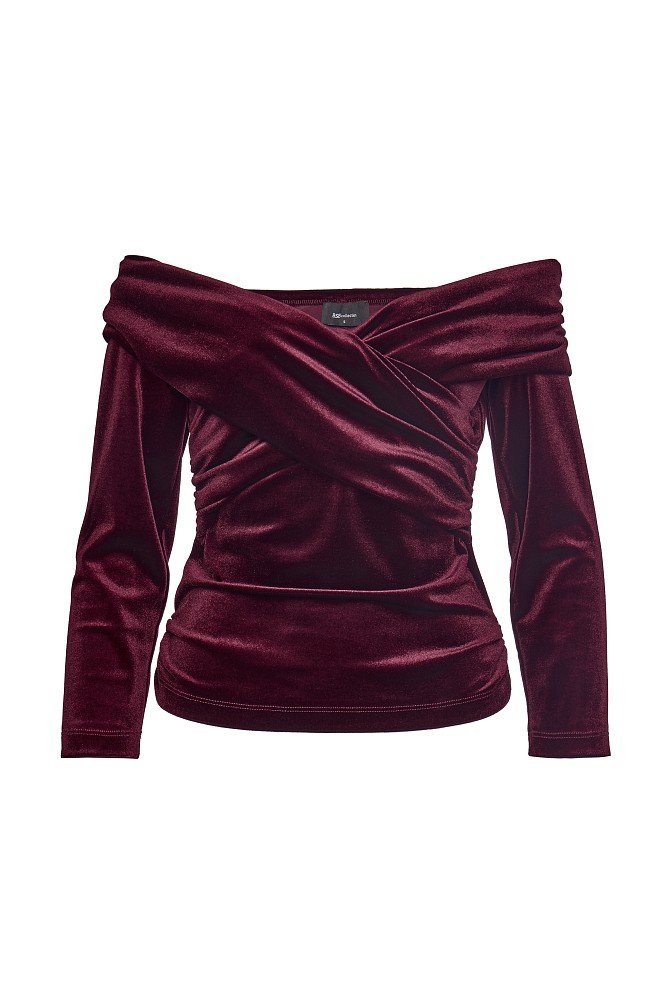 Velvet off-shoulders blouse