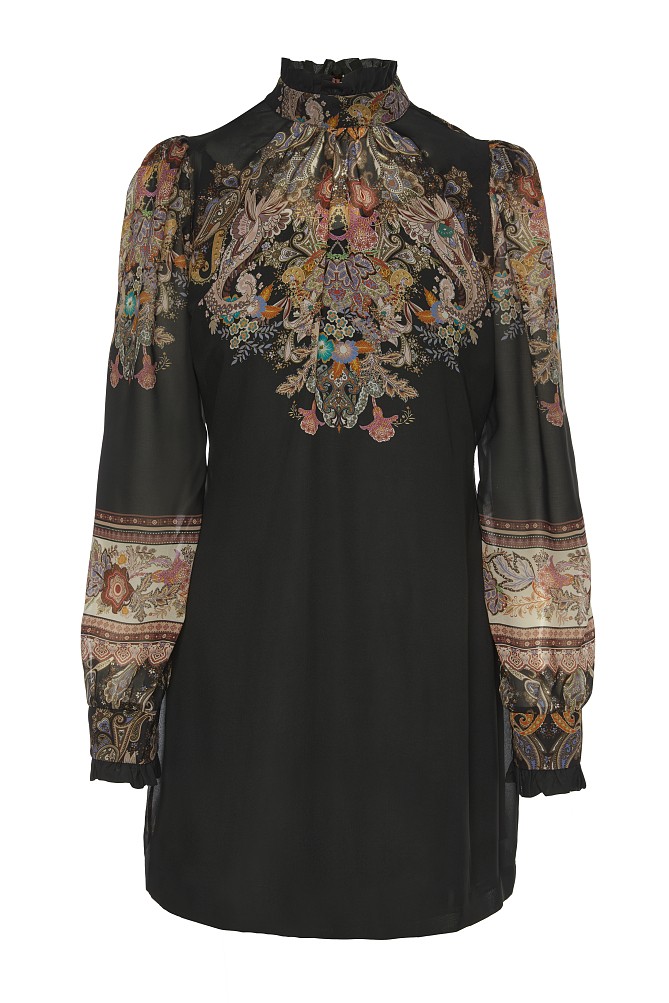 Mini printed dress with turtleneck