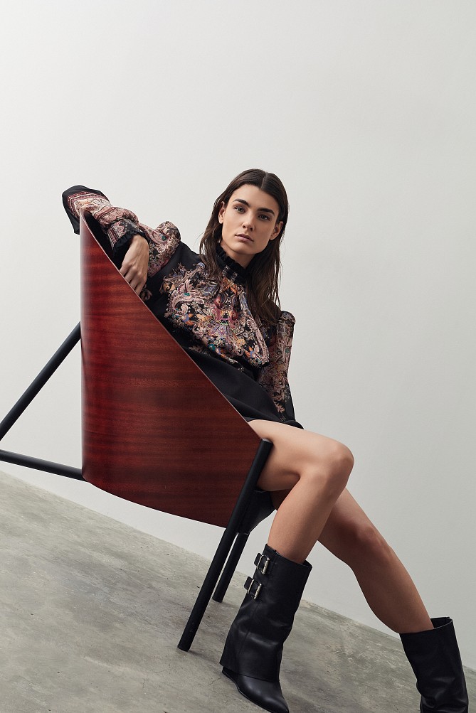 Mini printed dress with turtleneck