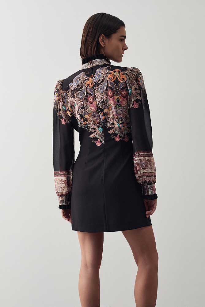 Mini printed dress with turtleneck