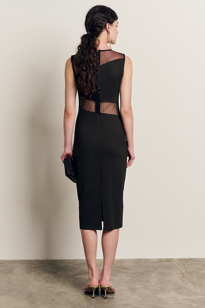 Midi dress with sheer cut out