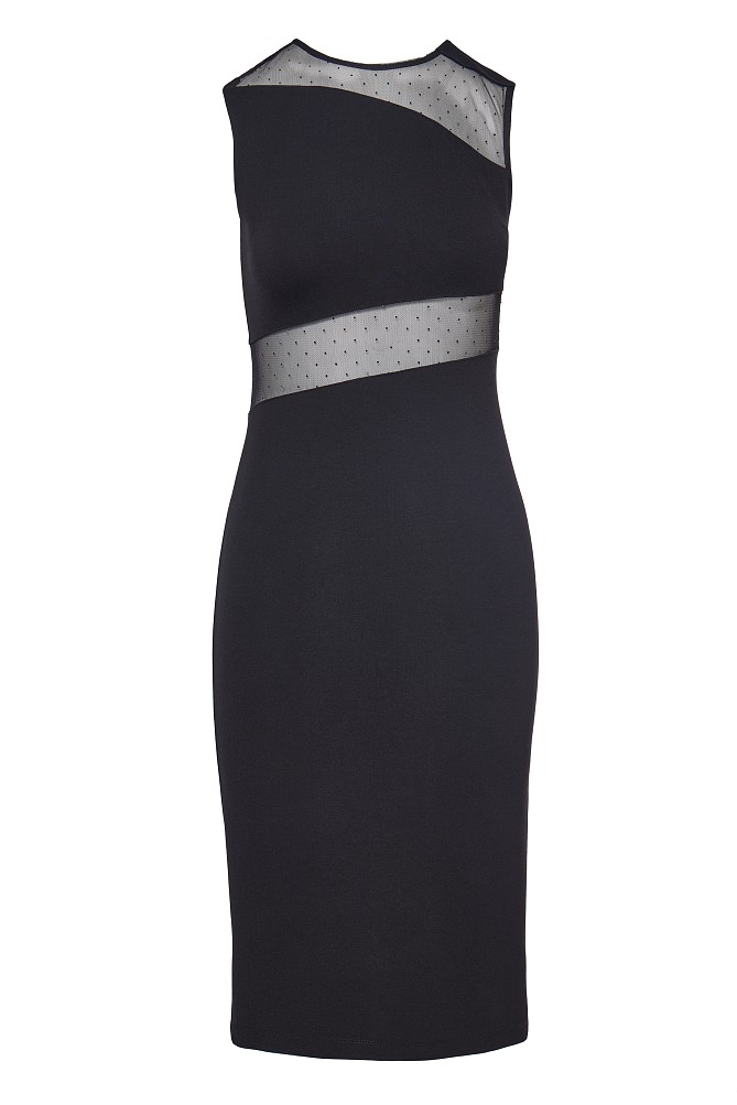 Midi dress with sheer cut out