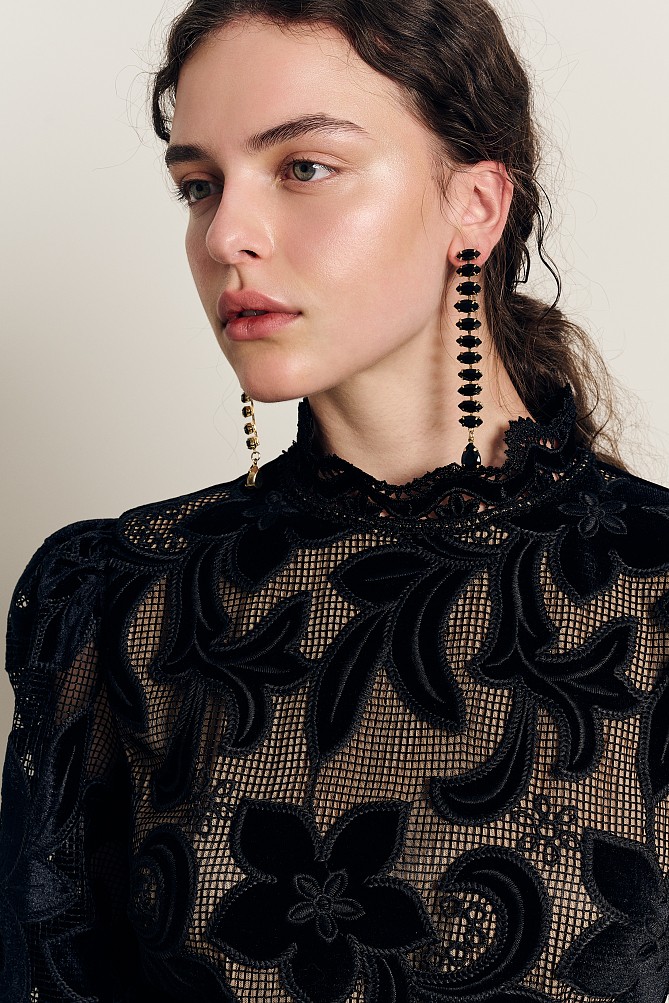 Μίνι βελούδινο διάτρητο φόρεμα