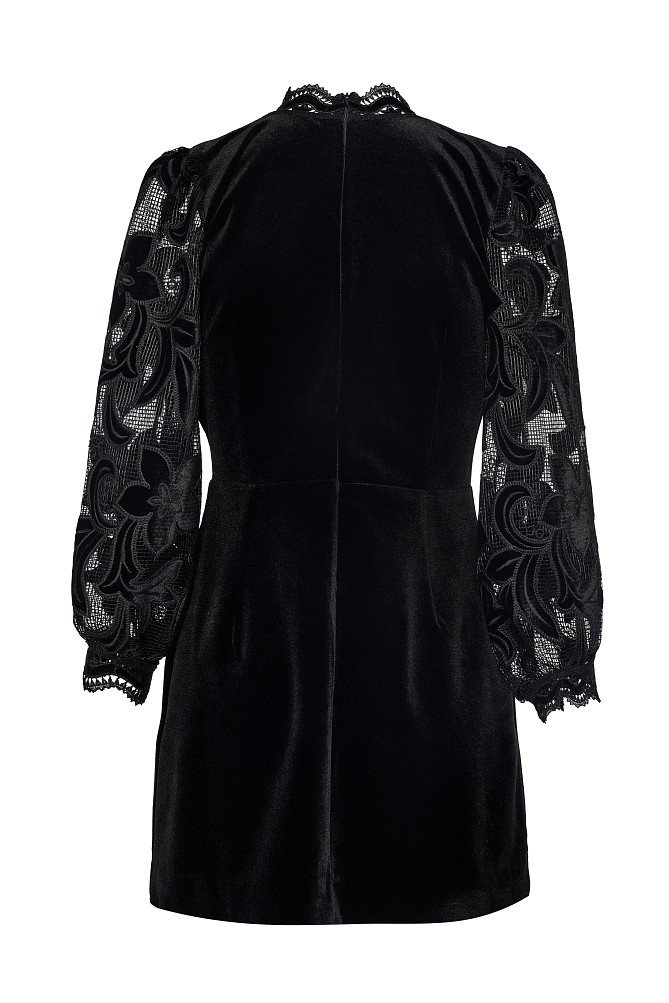 Μίνι βελούδινο διάτρητο φόρεμα