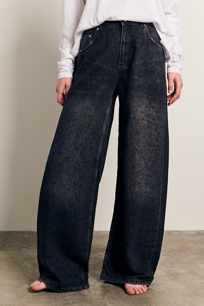 Lexa denim pants with rhinestones