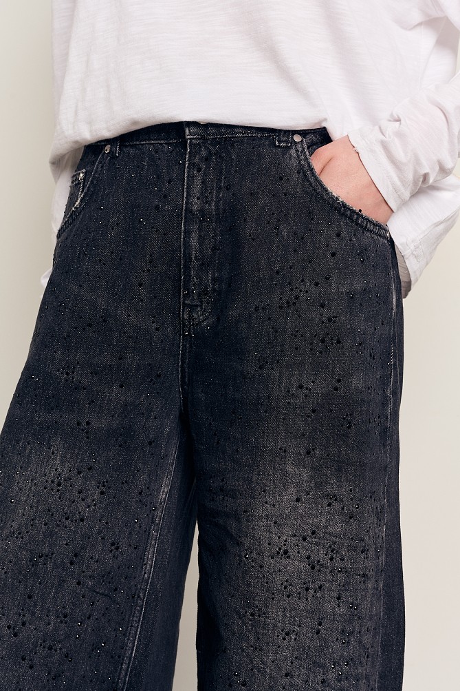 Lexa denim pants with rhinestones