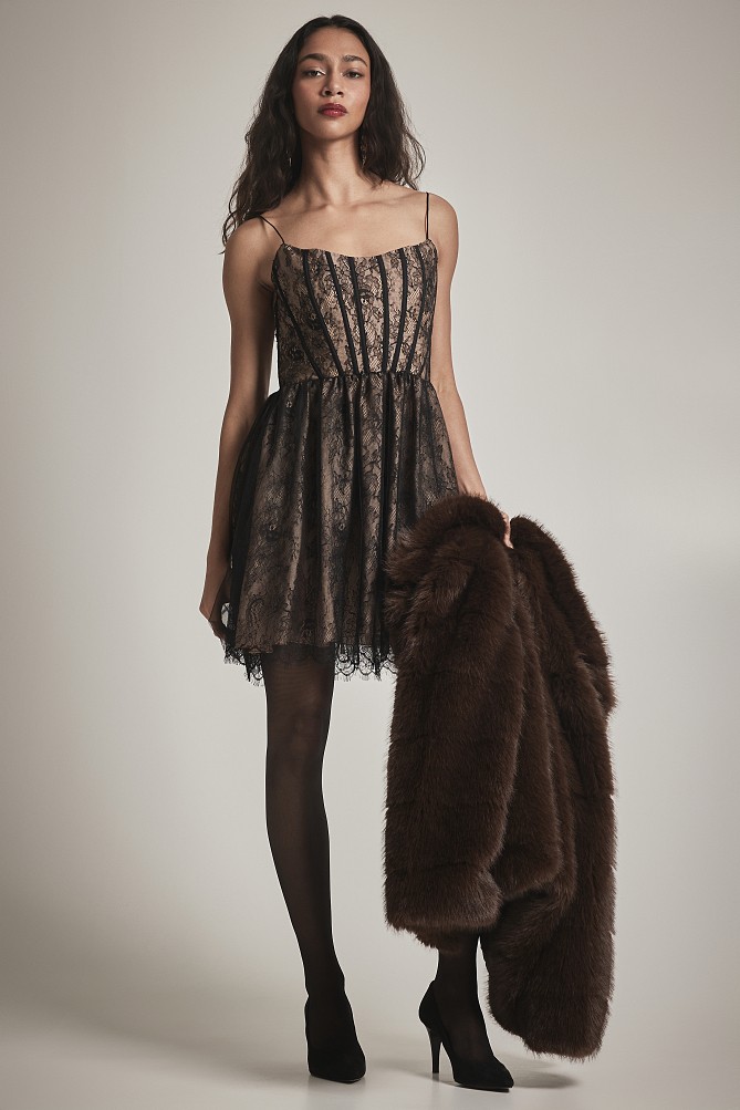 Μίνι φόρεμα με δαντέλα - Gold label