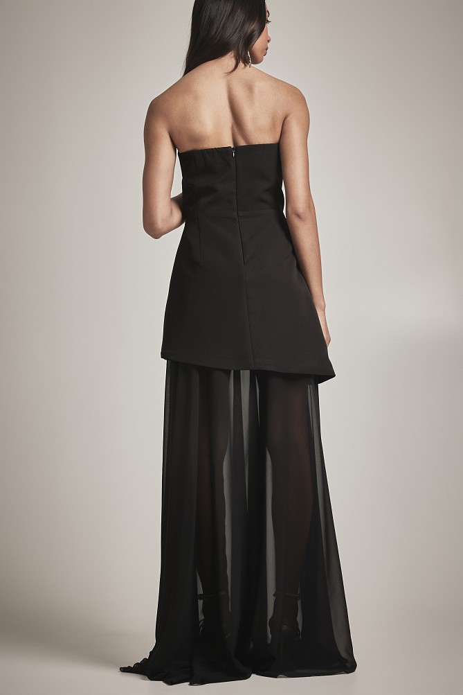 Maxi strapless dress with sheer - Gold label