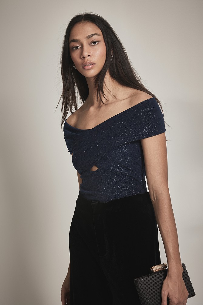 Off shoulder body with lurex - Gold label