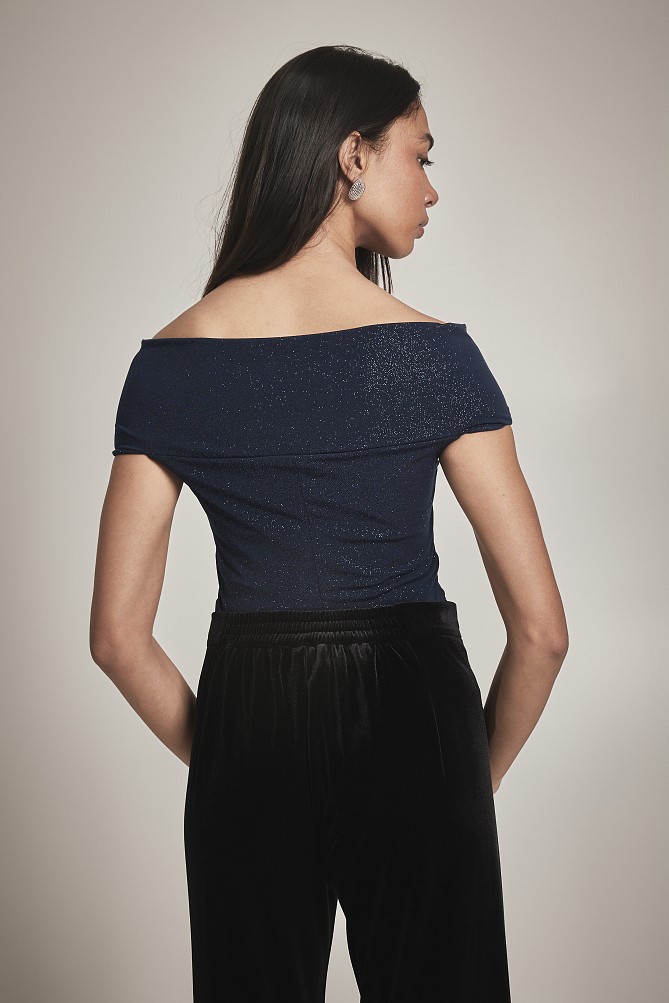 Off shoulder body with lurex - Gold label