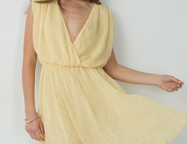 Mini wrap dress with lurex details - Gold label | BSB Fashion