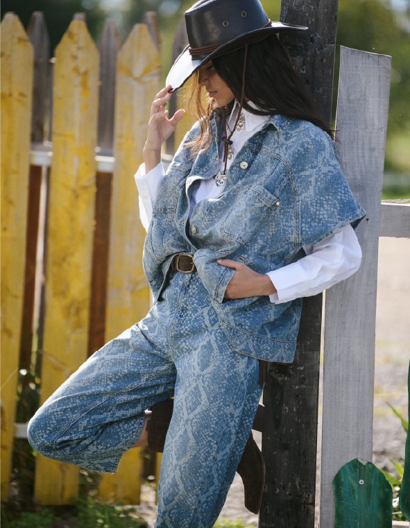 Snake-print Denim Looks
