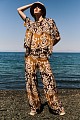 Printed high-waisted trousers