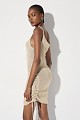 Vestido corto de lúrex con detalles fruncidos