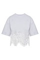 Short-sleeve blouse with lace and rhinestones