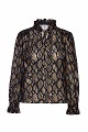Animal-print blouse with lace and shoulder pads