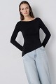 Asymmetric long-sleeve blouse