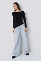 Asymmetric long-sleeve blouse