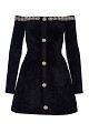 Off-shoulders mini dress with embellished stones and crystals