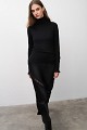 Midi satin skirt with lace