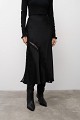 Midi satin skirt with lace