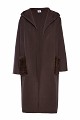 Long cardigan with hood and faux fur pockets