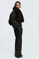 Cropped jacket with faux fur collar