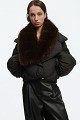 Cropped jacket with faux fur collar