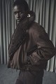 Suede jacket with faux fur