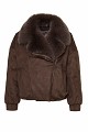 Suede jacket with faux fur