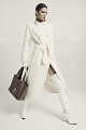 Long coat with a high collar and gold-tone buttons