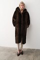 Long hooded faux fur coat