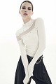 Knitted top with sheer detailing and rhinestone embellishments