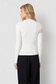 Knitted top with sheer detailing and rhinestone embellishments