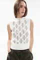 Sleeveless knitted sweater with rhinestones