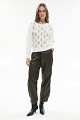 Knitted sweater with textured pattern and rhinestones