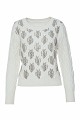 Knitted sweater with textured pattern and rhinestones
