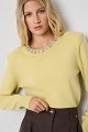 Embellished knit sweater with decorative stones
