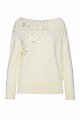 Off-shoulders sweater with embellished stones