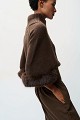 Turtleneck sweater with faux fur sleeves